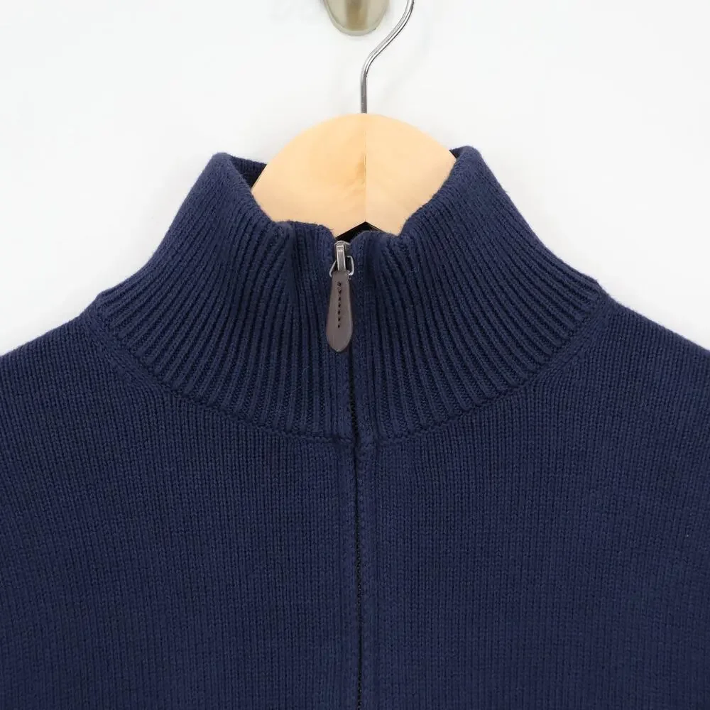 J.Crew Men's Heritage Cotton Half Zip Sweater Navy Blue Size XS NWT
